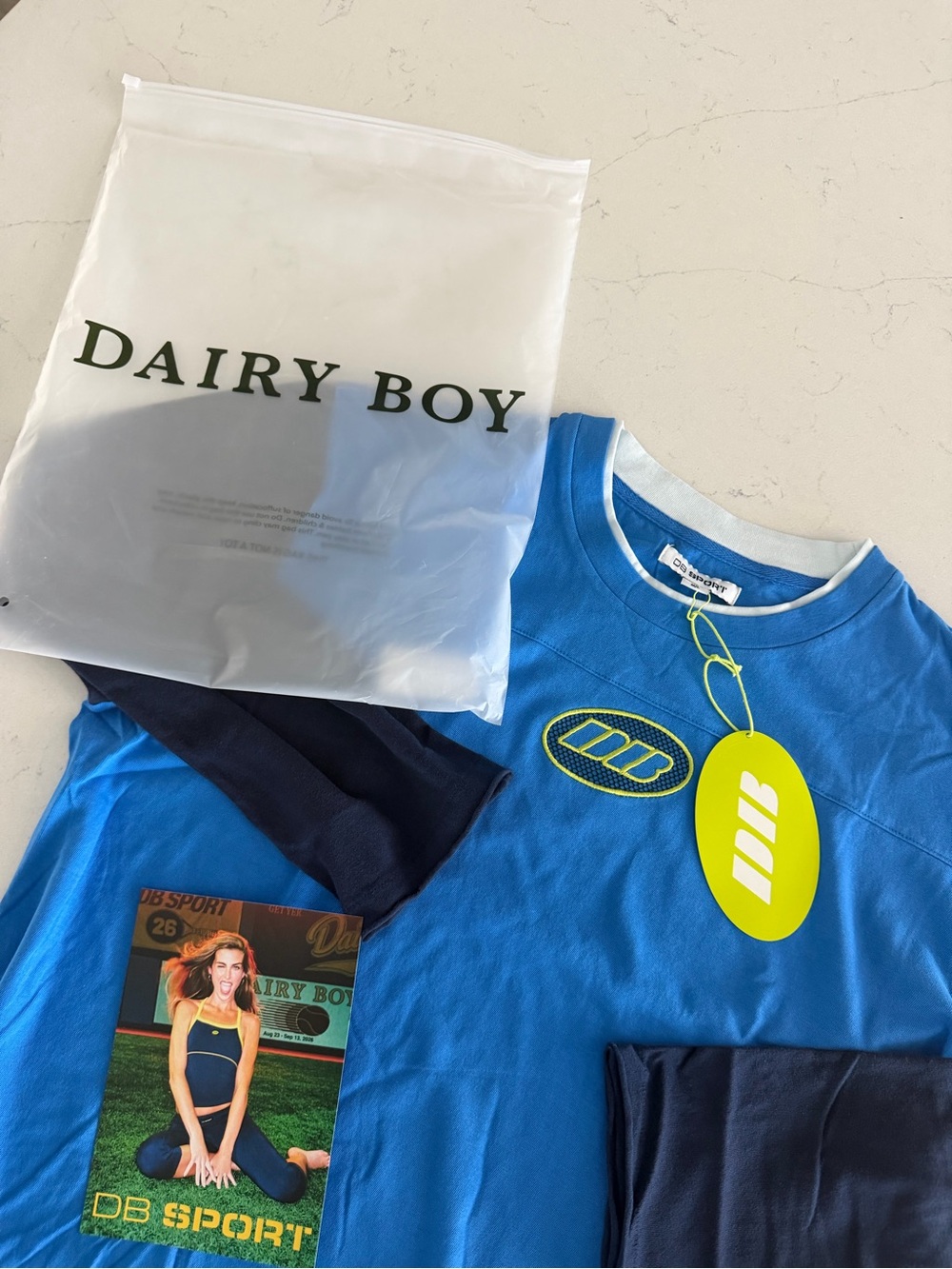 DAIRY BOY Blue Logo Crew Neck Tee